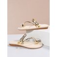thumbnail image 4 of Outdoors Thong Sandals for Women, Rhinestone Decor Artificial Leather Toe Post Flat Sandals, 4 of 4