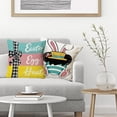 thumbnail image 4 of Easter Throw Pillow Covers 18 x 18 Set of 4, Bunny Easter Egg Hunt Hello My Peeps Cartoon Mouse Striped Farmhouse Decorative Rabbit Ears Cushion Case Decor for Home Sofa Couch Decoration, 4 of 6