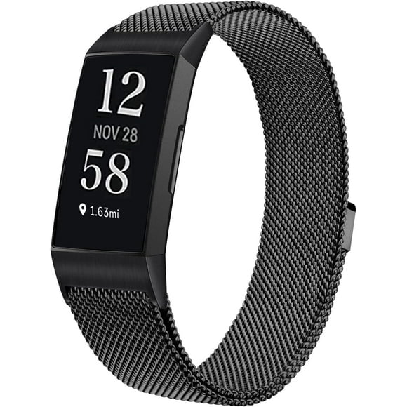 GHSDFBB Metal Bands Compatible with Fitbit Charge 4 / Fitbit Charge 3 / Charge 3 SE, Adjustable Stainless Steel Magnetic Loop Strap Metal Mesh Replacement Wristbands for Women Men