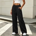 thumbnail image 6 of BUIGTTKLOP Womens Sweatpants Fleece Lined Wide Leg Sweat Pants Cotton Elastic Waisted Trousers with Pockets, 6 of 8