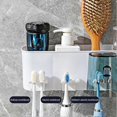 thumbnail image 4 of Wall Mounted Toothbrush Holder Set with Toothpaste Dispenser Large Capacity Toothbrush Storage Shelf for Kitchen Bathroom, 4 of 5