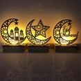 thumbnail image 1 of LED Wooden Eid Mubarak Plaque Moon Star Ramadan Ornament Muslim Decor Gift, 1 of 5