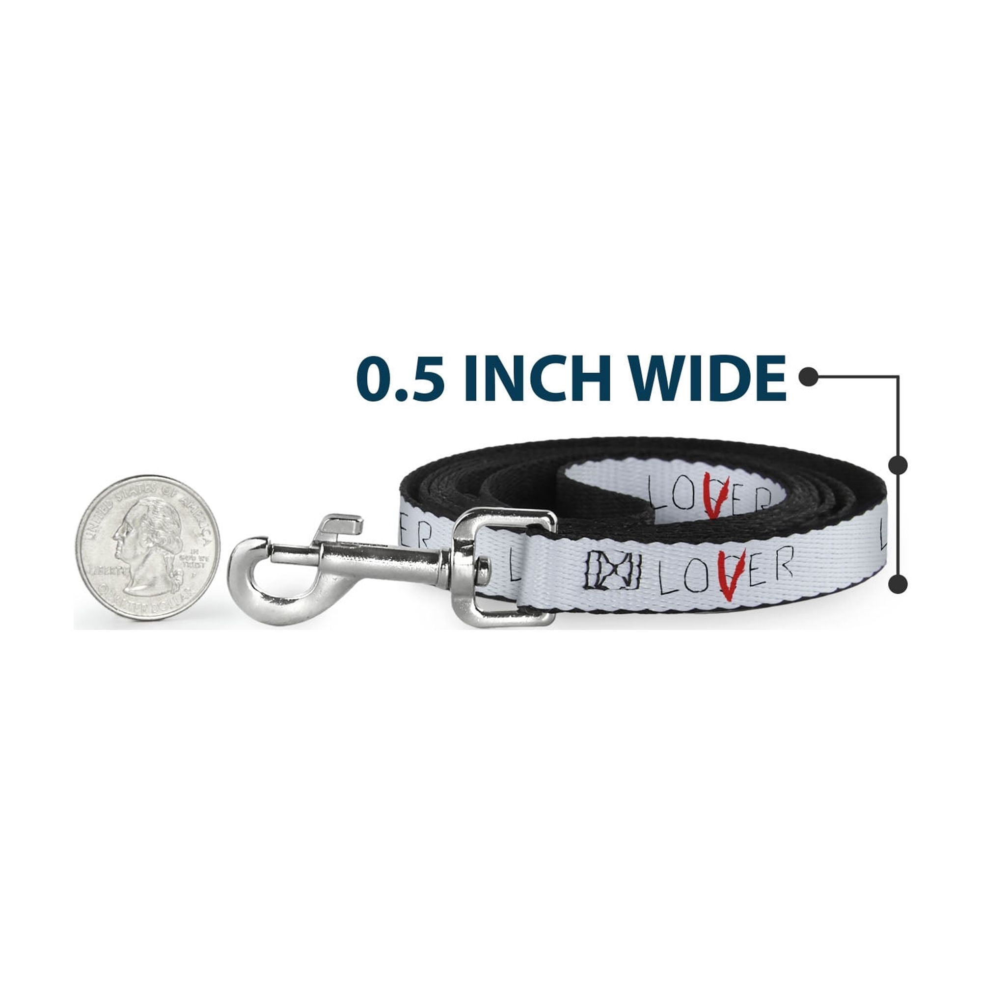Warner Bros. Horror Movies Pet Leash, Dog Leash, It Chapter Two Loser Lover Quote, 6 Feet Long 1.0 Inch Wide