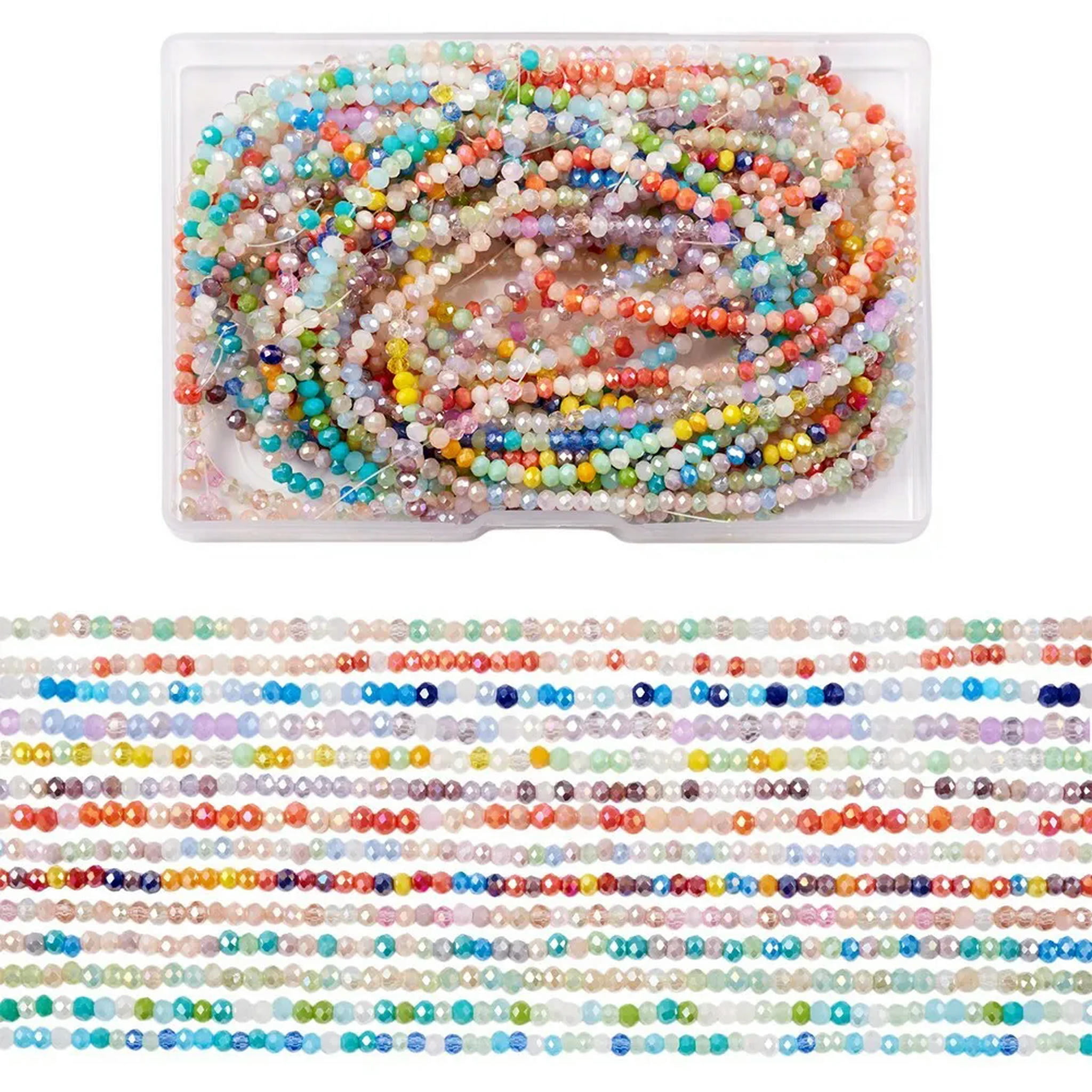 U8MO 14Strands/Box AB Color Plated Faceted Rondelle Electroplate Glass Beads 3x2.5mm
