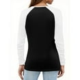 thumbnail image 4 of Hearthz Raglan Sleeve Womens Baseball Tee Colorblock Long Sleeve T Shirt Women Fall Button V Neck Henley Shirts for Women Loose Fit, 4 of 5