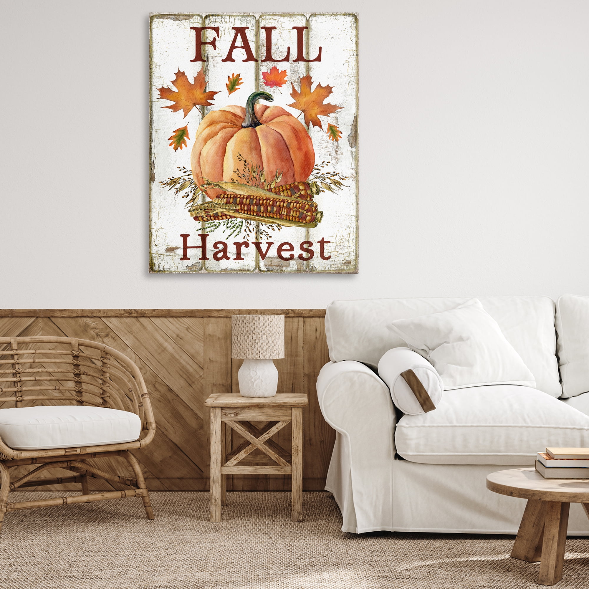 Stupell Industries Fall Harvest Pumpkin & Corn Holiday Painting Gallery Wrapped Canvas Art Prints Wall Art, 36 x 48