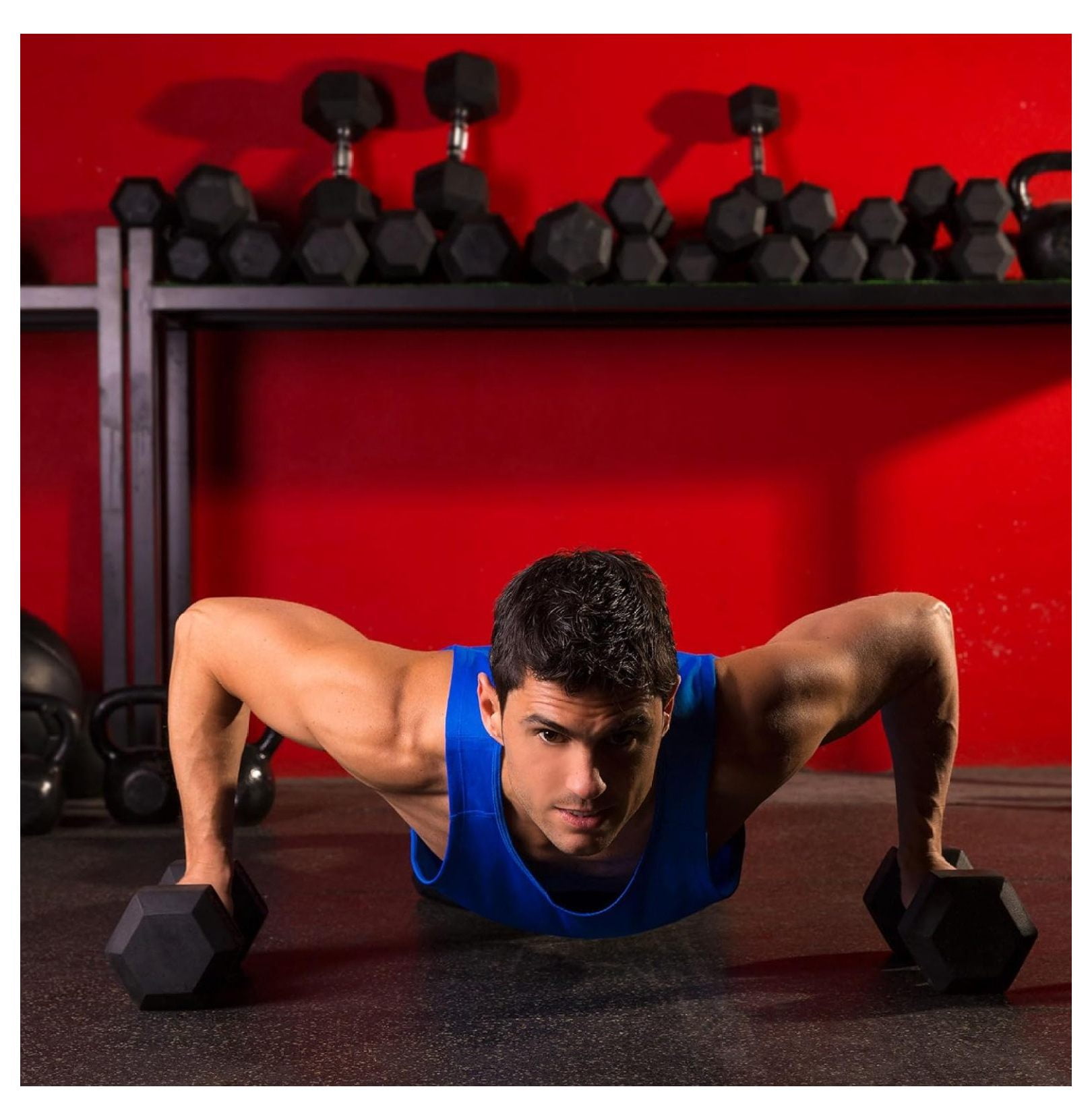 Iron Hexagonal Cast Exercise Dumbbell Free Weight with Contoured Textured Grip for Home Gym Exercise and Strength Training