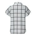 thumbnail image 3 of Womens Summer V Neck Plaid Shirts Short Sleeve Collared Basic T Shirts Tops Loose Comfy Work Casual Blouses with Pockets, 3 of 6