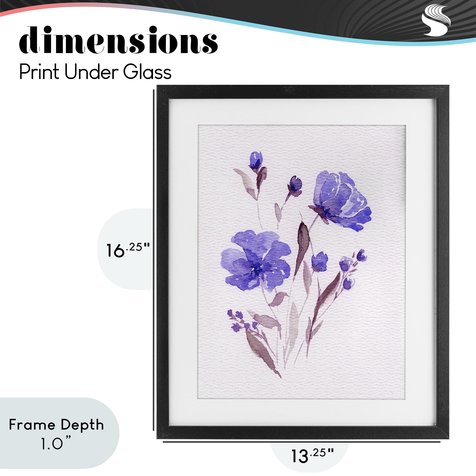 Stupell Industries Watercolor Purple Flowers Black Framed Print Under Glass, design by Leah Noel Art