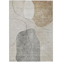 HomeRoots 581016 9 x 12 ft. Abstract Washable Indoor & Outdoor Rectangle Area Rug, Beige, Brown & Taupe