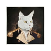 Stupell Industries White Cat in Uniform Animals & Insects Painting Unframed Art Print Wall Art, 12 x 12