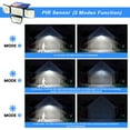 thumbnail image 6 of DAYBETTER Solar Lights Outdoor, 4 Heads 3000LM IP65 Waterproof Motion Sensor Security Lights with 278 LEDs, 3 Modes 270° Wide Angle Solar Outdoor Lights for Yard Garden Garage Porch (2 Pack), 6 of 8