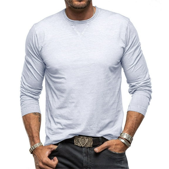 VJATTWR Men's Crew Neck Long-Sleeve T-Shirt Pocket Tee S