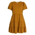 thumbnail image 2 of Time and Tru Women's and Women’s Plus Cotton Swing Dress with Short Sleeves, Sizes XS-4X, 2 of 6