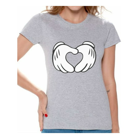 Awkward Styles Cartoon Hands Heart Shirt for Women Valentine Heart T Shirt Cute Valentine Heart Women's Tshirt Valentine's Day Love Gift Idea for Her Heart Valentines Day Valentine Shirts for Women