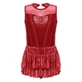 thumbnail image 3 of YONGHS Big Girls Rumba Samba Salsa Jazz Dance Costume Tutu Skirt Leotard Tassel Latin Dance Dress Red 10, 3 of 7