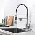 thumbnail image 3 of Brass Kitchen Faucet with Pull Down Sprayer, WOWOW High Arc Commercial Spring Kitchen Faucet for Sinks 1 or 3 Hole, Single Handle Brushed Nickel Kitchen Sink Faucet with Deck Plate, 3 of 6