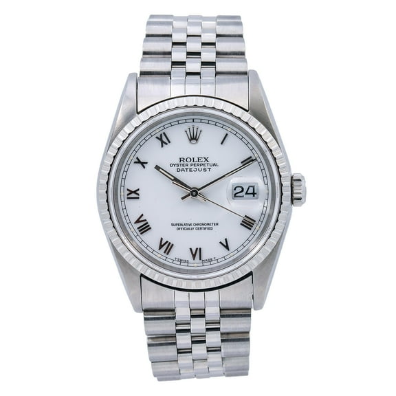 Pre-Owned Rolex Datejust 16220 36MM White Dial With Stainless Steel Bracelet