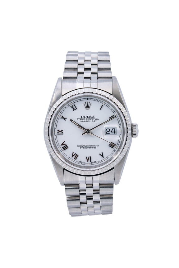 Pre-Owned Rolex Datejust 16220 36MM White Dial With Stainless Steel Bracelet