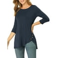 thumbnail image 5 of DARING DIVA Women's Casual Stretchy Tunic Asymmetric Hem Top M Dark Blue, 5 of 6