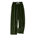thumbnail image 2 of QATAINLAV Womens Fleece Pajama Pants Warm Plush Sleep Pants Comfy Fuzzy Lounge Trousers Solid Color Fluffy Drawstring Sweatpants with Pockets, Army Green, XXL, 2 of 6