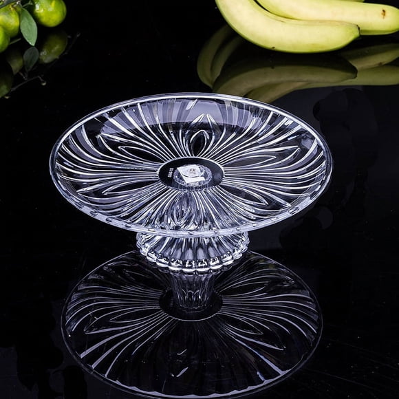 Plato de fruta acrílico creativo Plato de dulces de plástico anticaída con base para bodas Plato de fruta con cubierta de comida