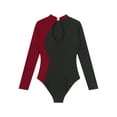 thumbnail image 4 of Doomiva Womens Gymnastics Ice Skating Leotard Long Sleeve Mock Neck Ballet Bodysuit Burgundy XL, 4 of 7