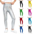 thumbnail image 3 of Lullu Girls Shiny Metallic Leggings High Waisted Dance Stage Performance Pants, Size 3-10, 3 of 4