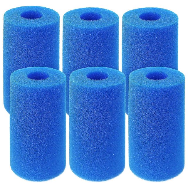 Lot de 6 Éponges de Filtre Type A pour Piscine Cartouche de Pompe de Remplacement Réutilisable Lavable Éponge de Filtre de Piscine Spa
