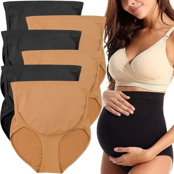 ToBeInStyle Women's Pack of 6 Seamless High Waisted Maternity Underwear - Briefs - Large