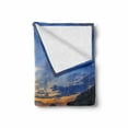 thumbnail image 2 of Tropical Soft Flannel Fleece Blanket, Twilight Rocky Sea Coast at Thailand Beach Exotic Night Dawn in Dramatic Image, Cozy Plush for Indoor and Outdoor Use, 60" x 80", Blue Apricot, by Ambesonne, 2 of 6