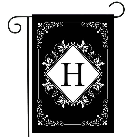 Briarwood Lane Black and White Monogram H Double-Sided Garden Flag