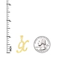 thumbnail image 4 of 10k 10kt Yellow Gold Unisex Diamond-cut Floral Initial Letter Alphabet X Charm Pendant for Men Women, 4 of 5