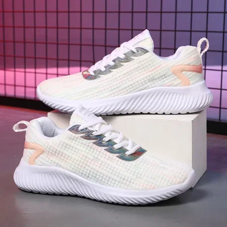 

Women‘s Casual Sports Shoes Flying Woven Running Shoes Breathable Lightweight Lace-up Sneakers