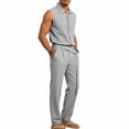 thumbnail image 4 of StSilkitty Men's 2 Piece Sets Sleeveless Button down Collared Shirts and Pants Outfits Solid Color Lightweight Comfy Set, 4 of 8