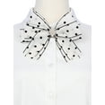 thumbnail image 4 of INSPIRE CHIC Elegant Womens Brooch Clip Bow Mesh Polka Dot Bow Tie with Beads for Special Occasions White, 4 of 5