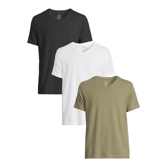 George Men’s & Big Men’s 3-Pack V-Neck Textured Short Sleeve Tee, Sizes S-3XL