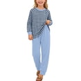 thumbnail image 3 of Lovzfmll Loungewear Set for Boys & Girls, Plaid Long Sleeve Top & Joggers, Cozy Sleep Set for Little Girls, 5-6 Years, 3 of 7