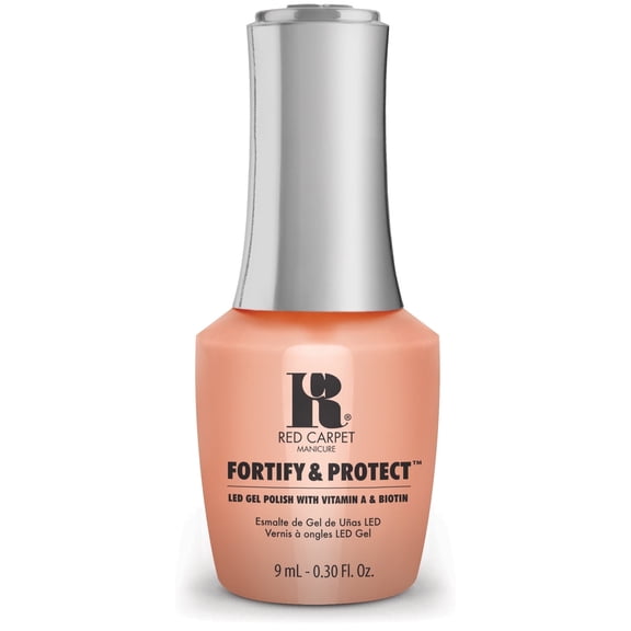 Red Carpet Manicure Fortify & Protect Soft Peach Crème Gel Polish for Strong, Healthy Nails - Infused with Vitamin A & Biotin - (The Camera Loves Me) Led Nail Gel Color, 0.3 Fl Oz