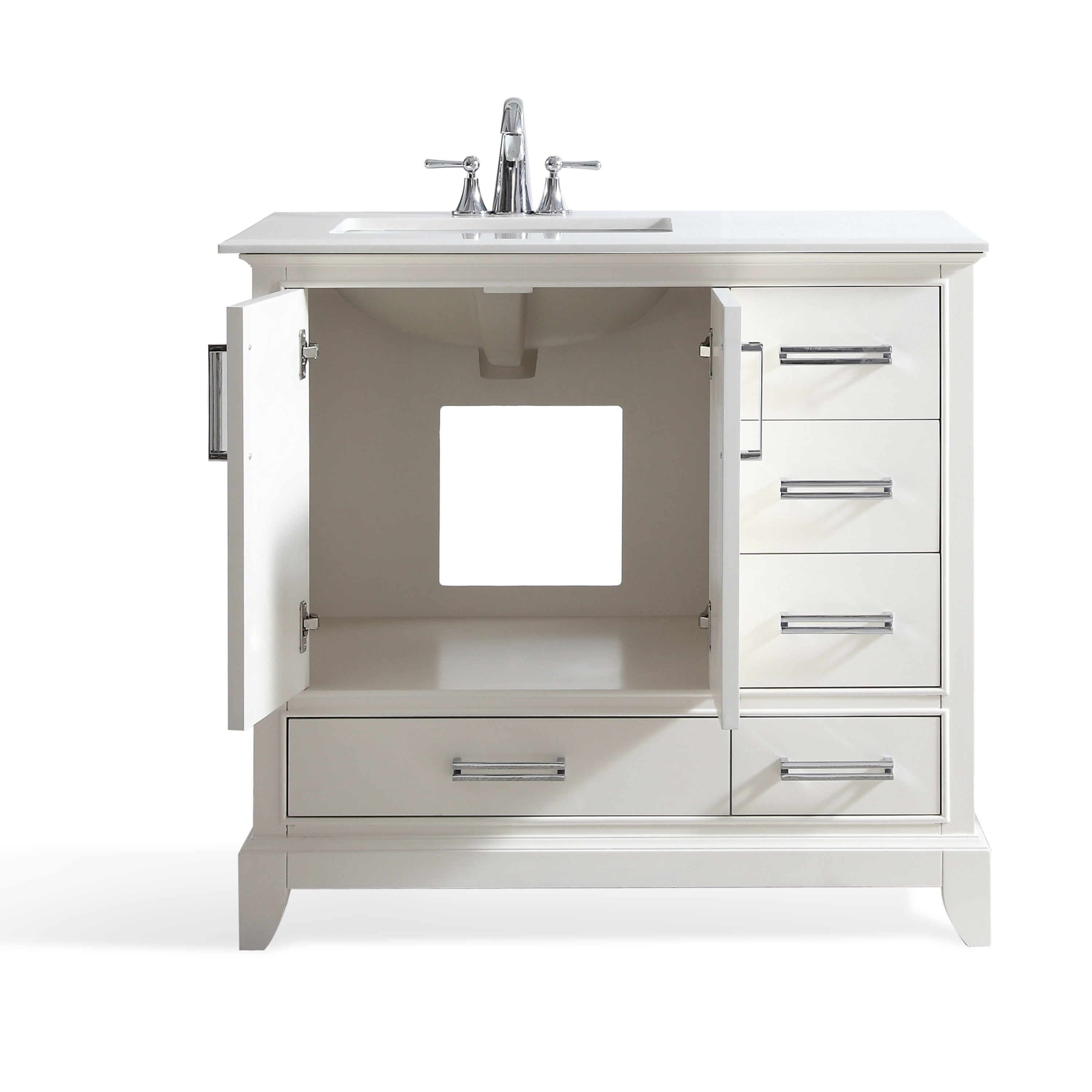 WyndenHall Atwood 36 inch Right Offset Bath Vanity in Soft White with