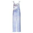 thumbnail image 4 of Yuwull Beach Flowy Jumpsuits for Women Summer Boho Bib Overalls Casual Loose Floral Print Wide Leg Cropped Jumpsuit Sweet Beach Romper, 4 of 5