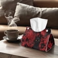 thumbnail image 4 of COEQINE Facial Tissue Holder Cover PU Leather Rectangle Napkin Facial Tissue Dispenser Organizer for Living Room, Kitchen, Bathroom, Car, Halloween Home Decor, Black Cat Cobweb Bloody Handprint, 4 of 7