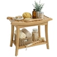 thumbnail image 3 of Bathroom Shower Bench, Waterproof Natural Bamboo Stool with Storage, 300LBS Weight Capacity, 23.7"x12.9"x18.4", Non-Slip Footmat, Spa Chair for Bathtub, Natural Finish, 3 of 7