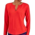 thumbnail image 2 of Jenni Women's Ribbed Split-Neck Pajama Top 2XL Papaya Punch, 2 of 2