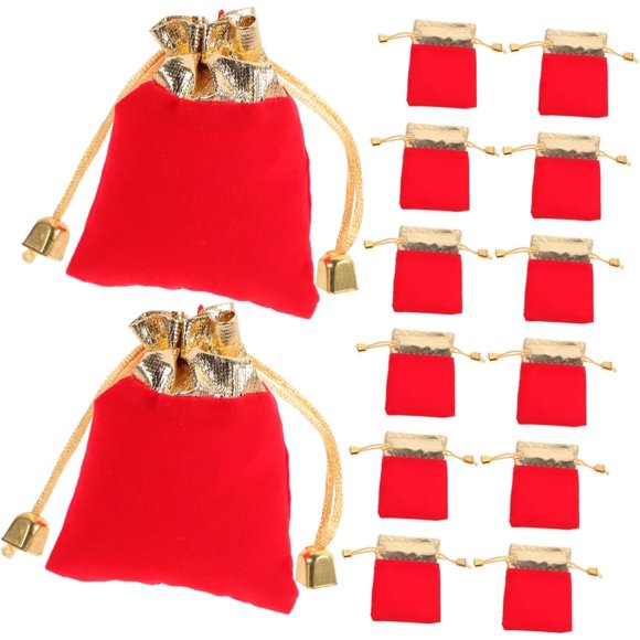 EcoNesxp Red Gold 20 Piece Red and Gold Edge Jewelry Bag