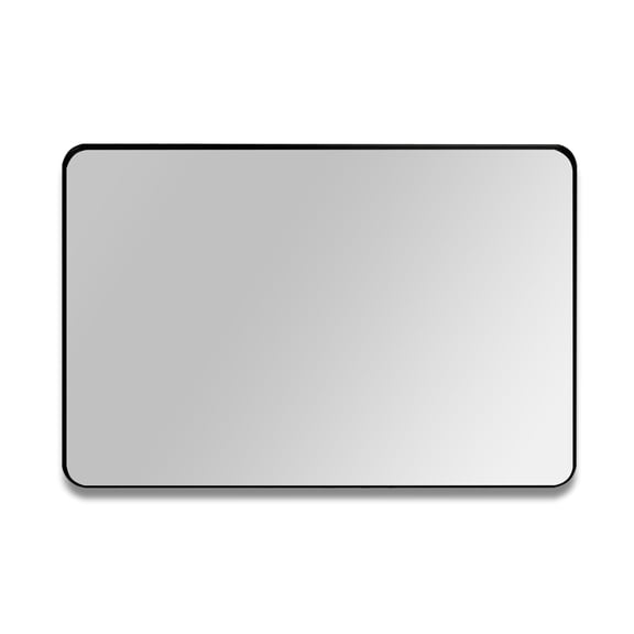SUMERAIN Black Bathroom Wall Mirror, 20 x 30 Inch Modern Aluminum Framed Vanity Mirror, Rounded Rectangle Bathroom Mirror with Tempered Glass for Bathroom