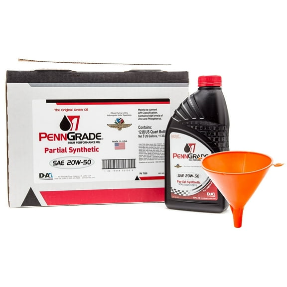 PENN GRADE 1 71196, Synthetic Blend High Performance Oil SAE 20W-50, 12 Quart With Funnel