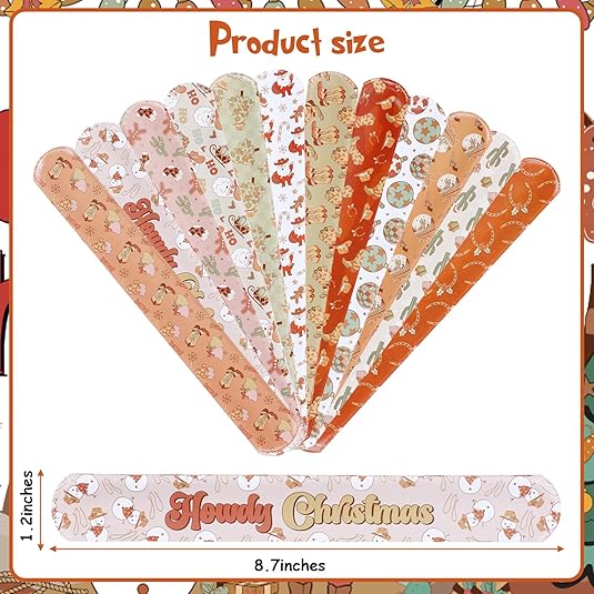 Serencatcher Christmas Slap Bracelets Party Favors Wristbands for Xmas Birthday Stocking Goodie Bag Stuffers Gifts Toys