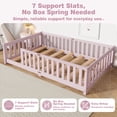 thumbnail image 4 of Sesslife Twin Montessori Floor Bed, Wood Twin Size Floor Bed Frame with Safety Guardrails and Slats, Low Profile Toddler Bed for Kids Boys and Girls, No Box Spring Needed, Pink, 4 of 9
