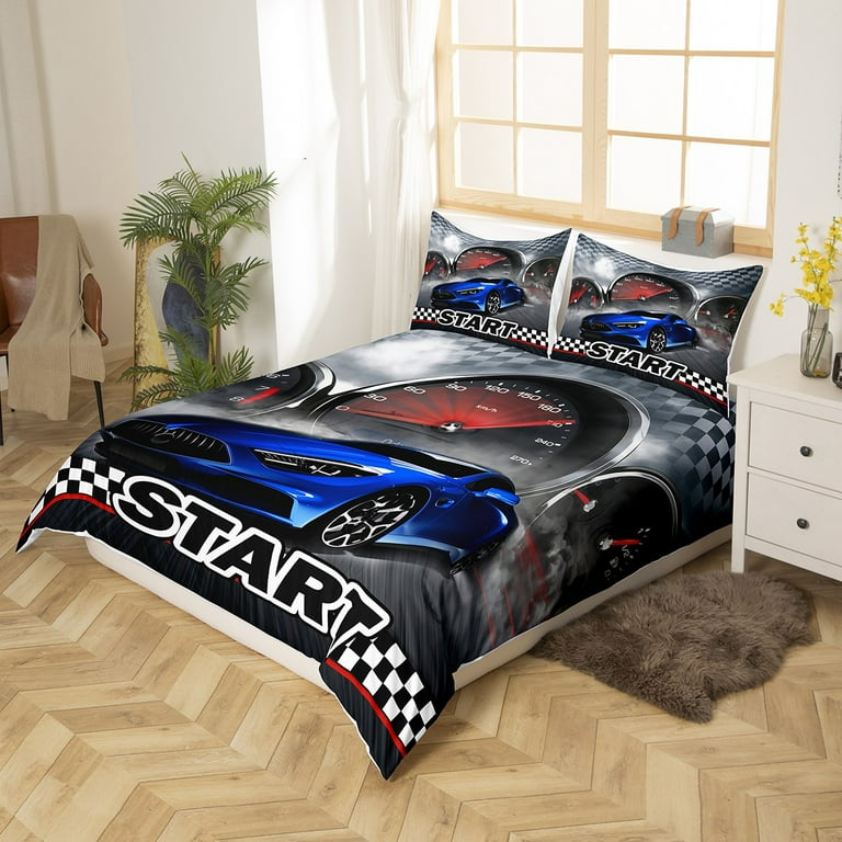 YST Race Car Bedding Set for Boys Kids Cool Sports Car Bedding
